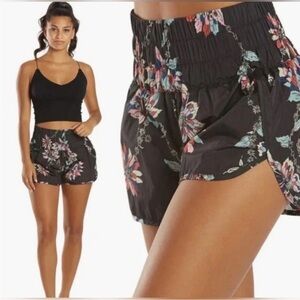 Free People Movement The Way Home Short Black Floral Combo Nylon Size Medium